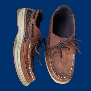 Sperry Suede Brown Lanyard Boat Shoes Boys Size 6